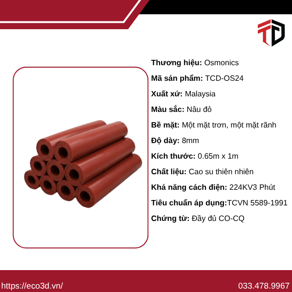 Thảm cách điện Osmonics 24kV, thảm cách điện trung thế 24kv, thảm cách điện 24kv osmonics, thảm cách điện 24kv TPHCM,