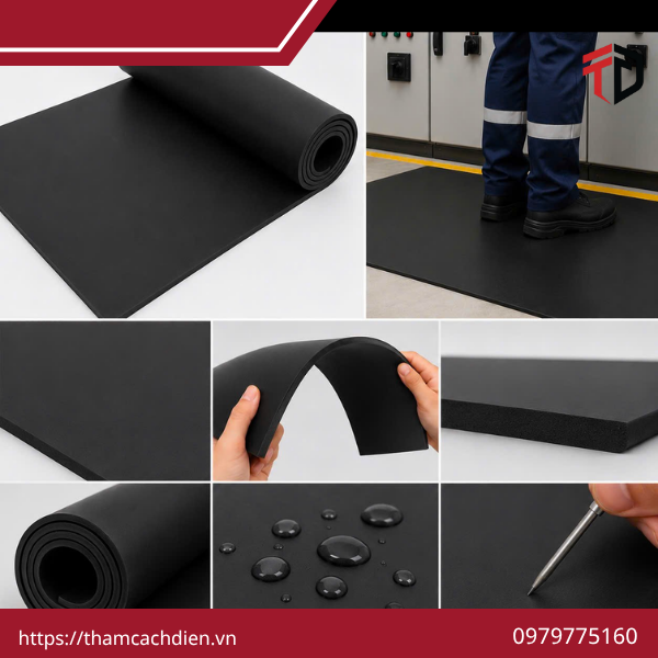 Thảm cách điện đen mặt trơn, Thảm cách điện đen mặt trơn CG-JYD, Thảm cách điện CG-JYD,