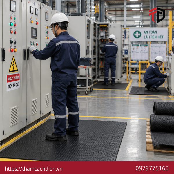 thảm cách điện cho nhà xưởng, nhà cung cấp thảm cách điện, thảm cao su cách điện cho nhà xưởng