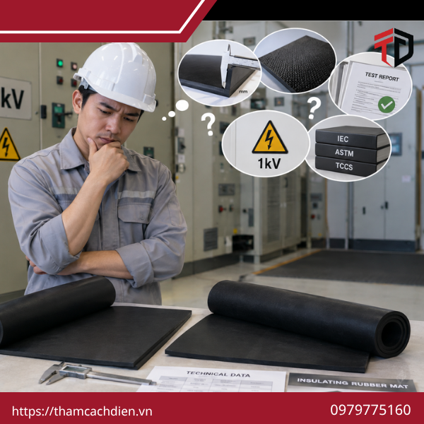 thảm cao su cách điện 1kV, thảm cách điện 1kV, thảm cao su cách điện hạ áp