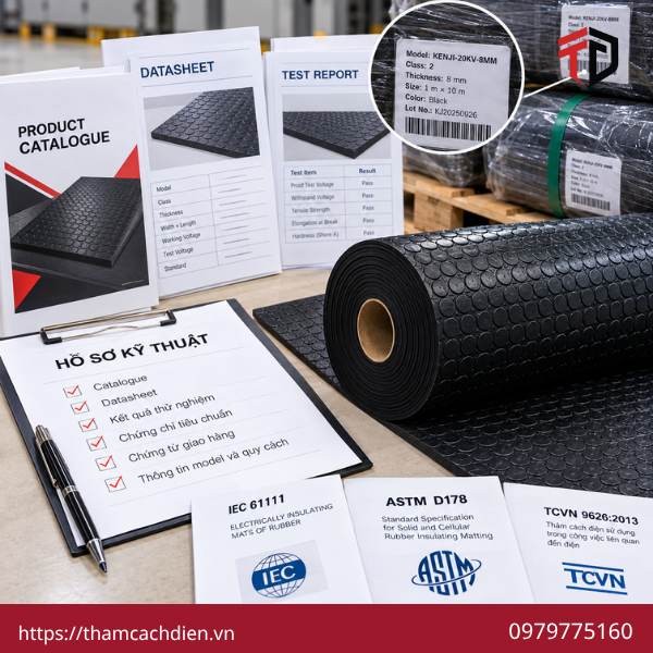 tiêu chuẩn thảm cao su cách điện, thảm cao su cách điện đạt tiêu chuẩn, kiểm tra chất lượng thảm cách điện