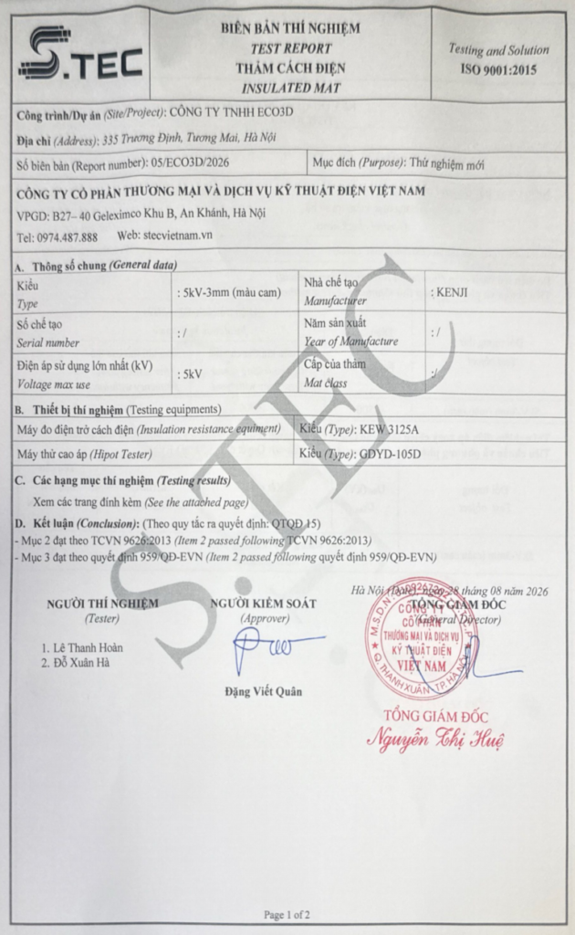 Thảm cách điện KENJI 5kV dày 3mm trơn, Thảm cách điện KENJI 5kV dày 3mm trơn màu đen, thảm cao su cách điện KENJI 5kV