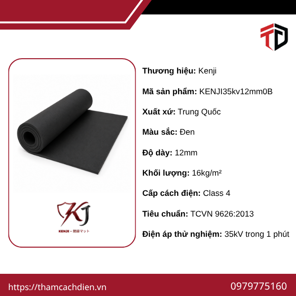 Thảm Cách Điện KENJI 35kv Trơn Màu Đen Dày 12mm, Thảm Cách Điện KENJI 35kv Trơn Màu Đen Dày 12mm, Thảm Cách Điện KENJI 35kv Trơn Màu Đen Dày 12mm