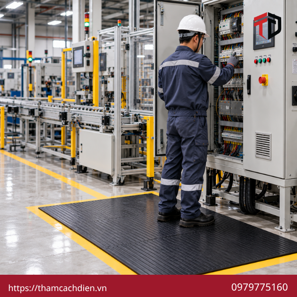 thảm cách điện cho khu công nghiệp, nhà phân phối thảm cao su cách điện, thảm cách điện cho nhà xưởng