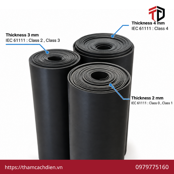độ dày thảm cách điện, thảm cách điện dày bao nhiêu, thảm cao su cách điện