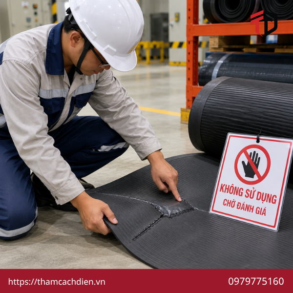 kiểm tra thảm cách điện, kiểm tra thảm cao su cách điện, kiểm tra thảm cách điện định kỳ