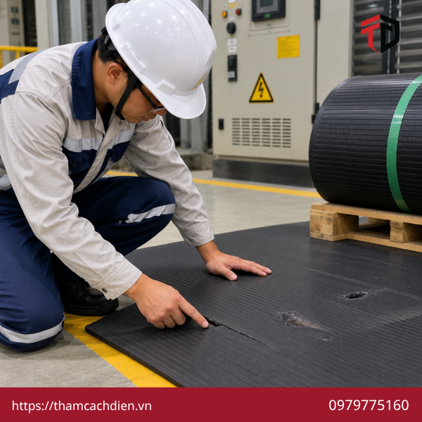 kiểm tra thảm cách điện, kiểm tra thảm cao su cách điện, kiểm tra thảm cách điện định kỳ
