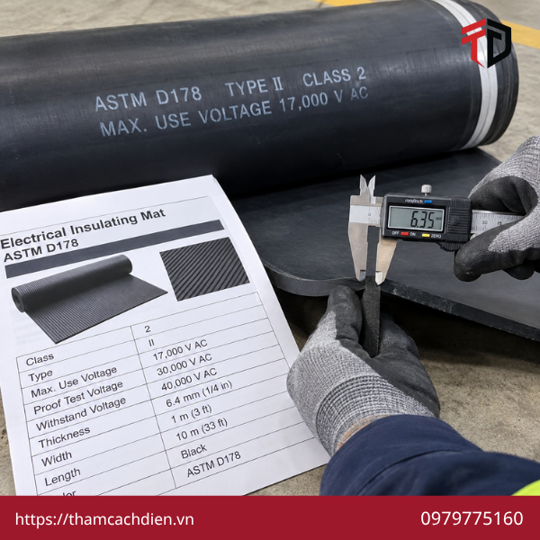 thảm cách điện tiêu chuẩn ASTM, thảm cao su cách điện, tiêu chuẩn ASTM D178