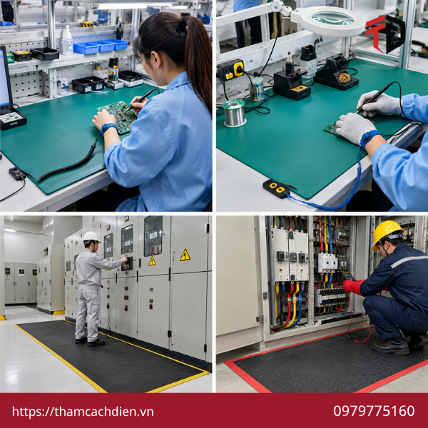 thảm chống tĩnh điện TPHCM, thảm ESD TPHCM, thảm chống tĩnh điện cho nhà máy