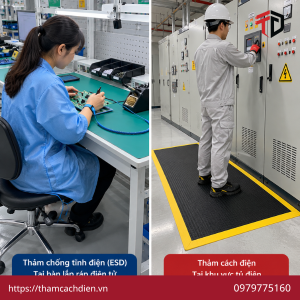 thảm cách điện và thảm chống tĩnh điện, thảm cao su cách điện, thảm chống tĩnh điện ESD