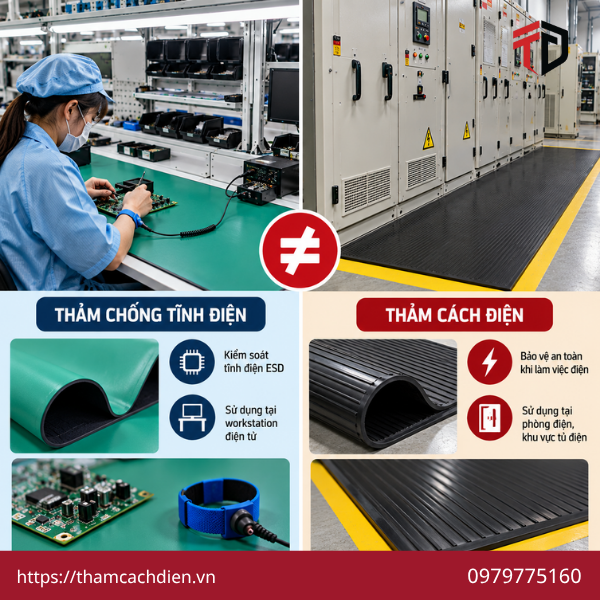 thảm cách điện và thảm chống tĩnh điện, thảm cao su cách điện, thảm chống tĩnh điện ESD