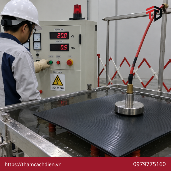 kiểm tra thảm cách điện, kiểm tra thảm cao su cách điện, kiểm tra thảm cách điện định kỳ